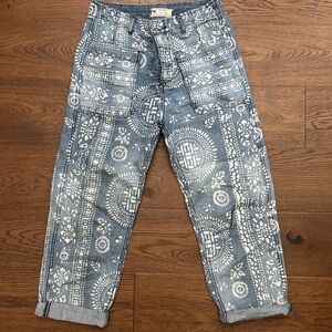 Free People Indigo Print Jeans